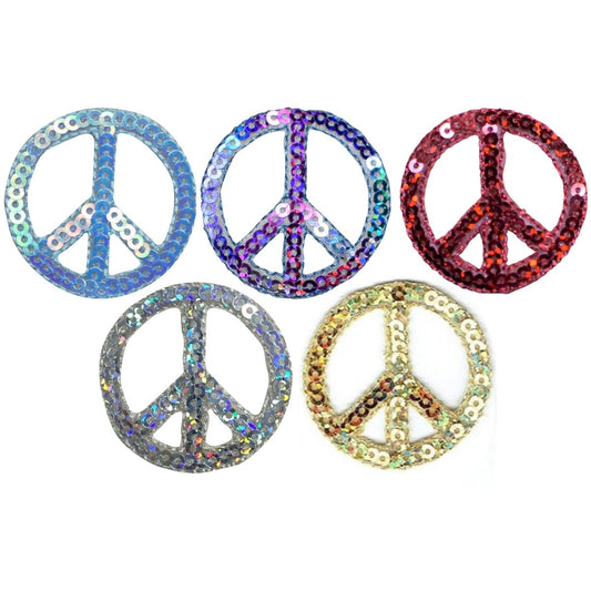 Peace Sign Embroidered Patch — 5-Pack — Iron On 1.5"