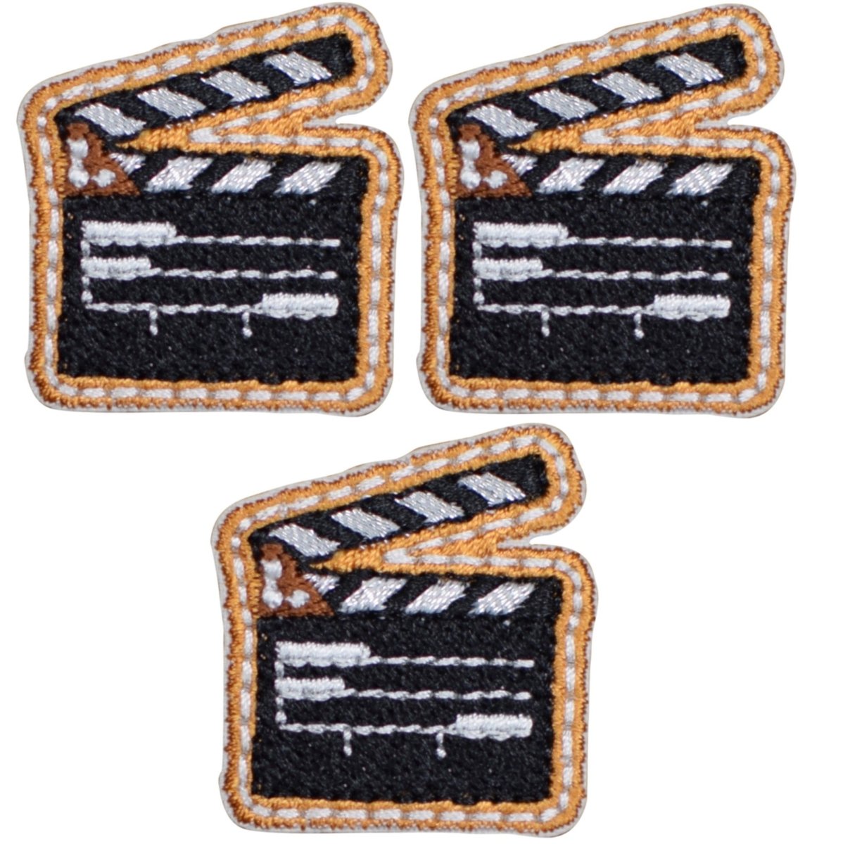 Mini Clapperboard Embroidered Patch — 3-Pack — Iron On 1-1/8"