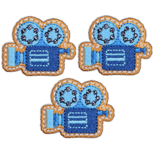 Mini Movie Camera Embroidered Patch — 3-Pack — Iron On 1.25"