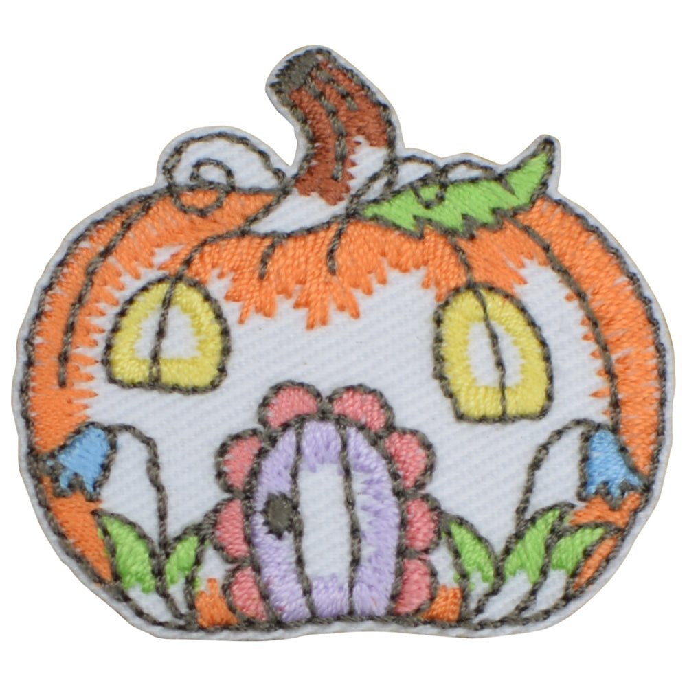 Pumpkin Embroidered Patch — Garden Gnome Collection, Fairy Garden 1-5/8" — Iron On