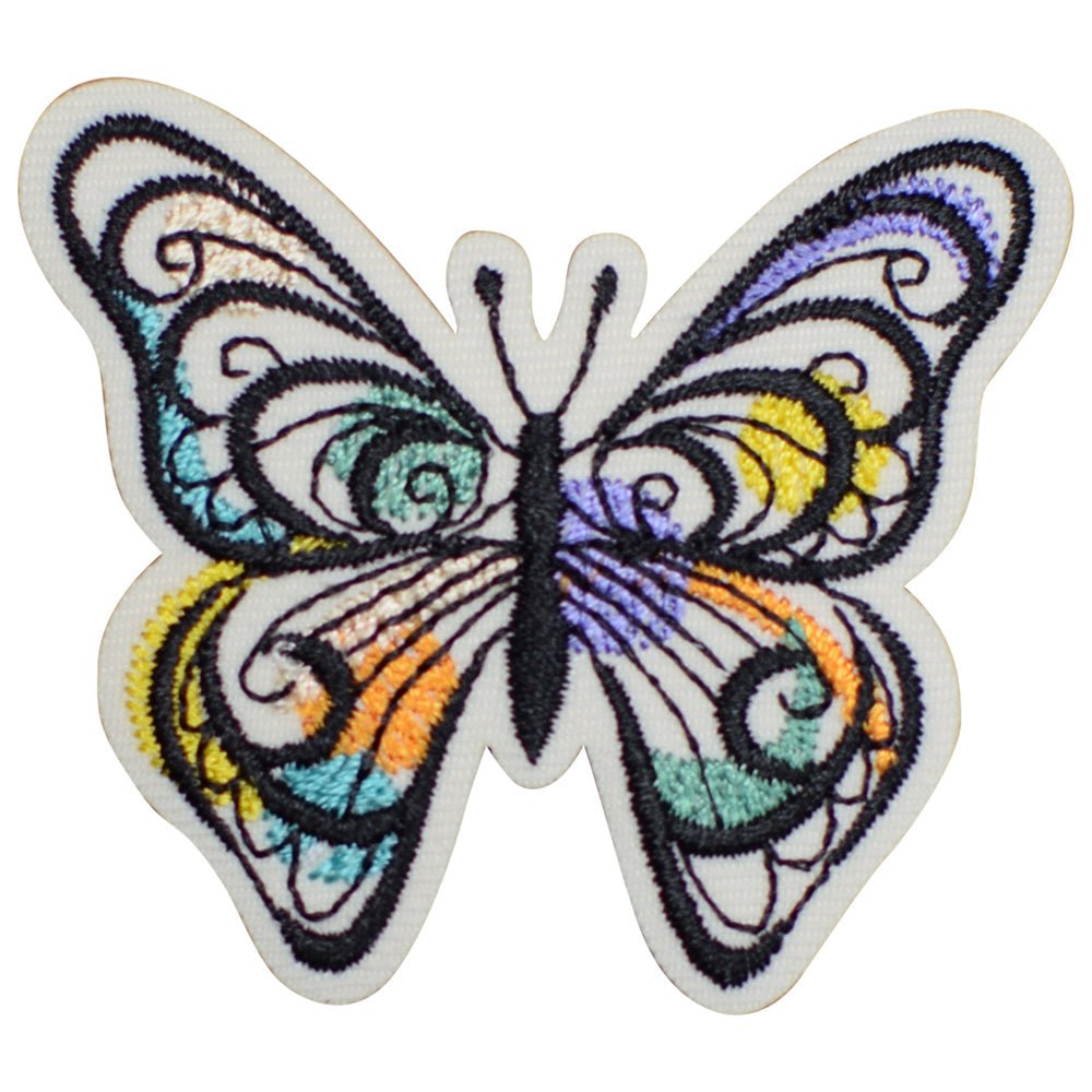 Butterfly Embroidered Patch — colorful — Iron On 1-7/8"