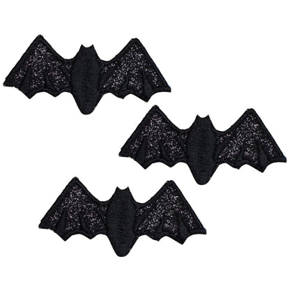 Black Bat Embroidered Patch — 3-Pack — Iron On 2"