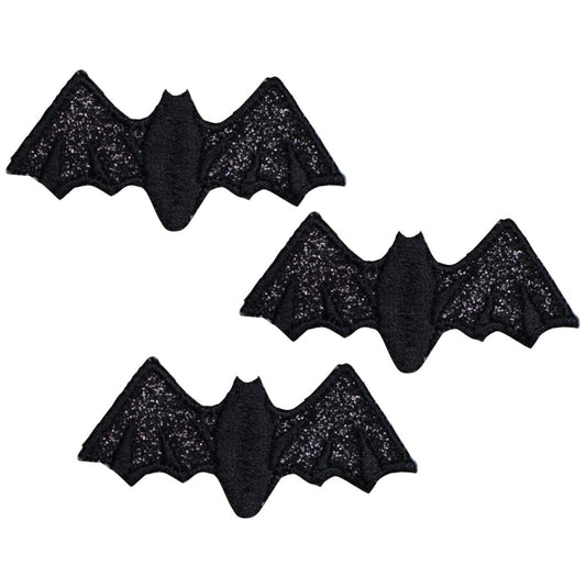 Black Bat Embroidered Patch — 3-Pack — Iron On 2"