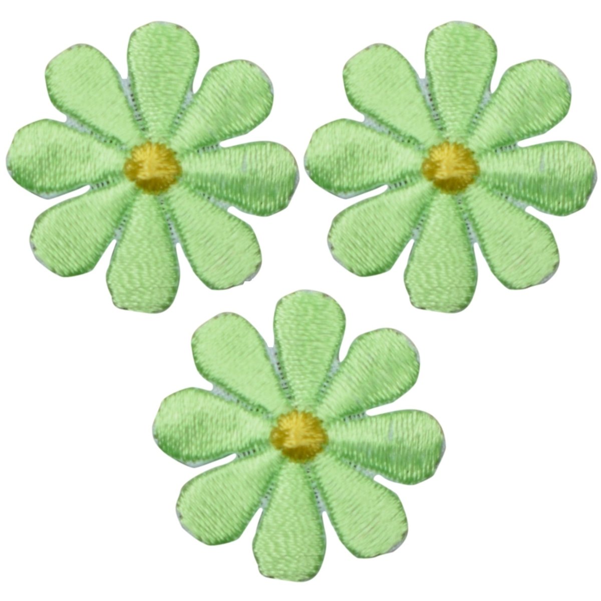 Mini Daisy Embroidered Patch, Light Green, 1"— 3-Pack — Iron On
