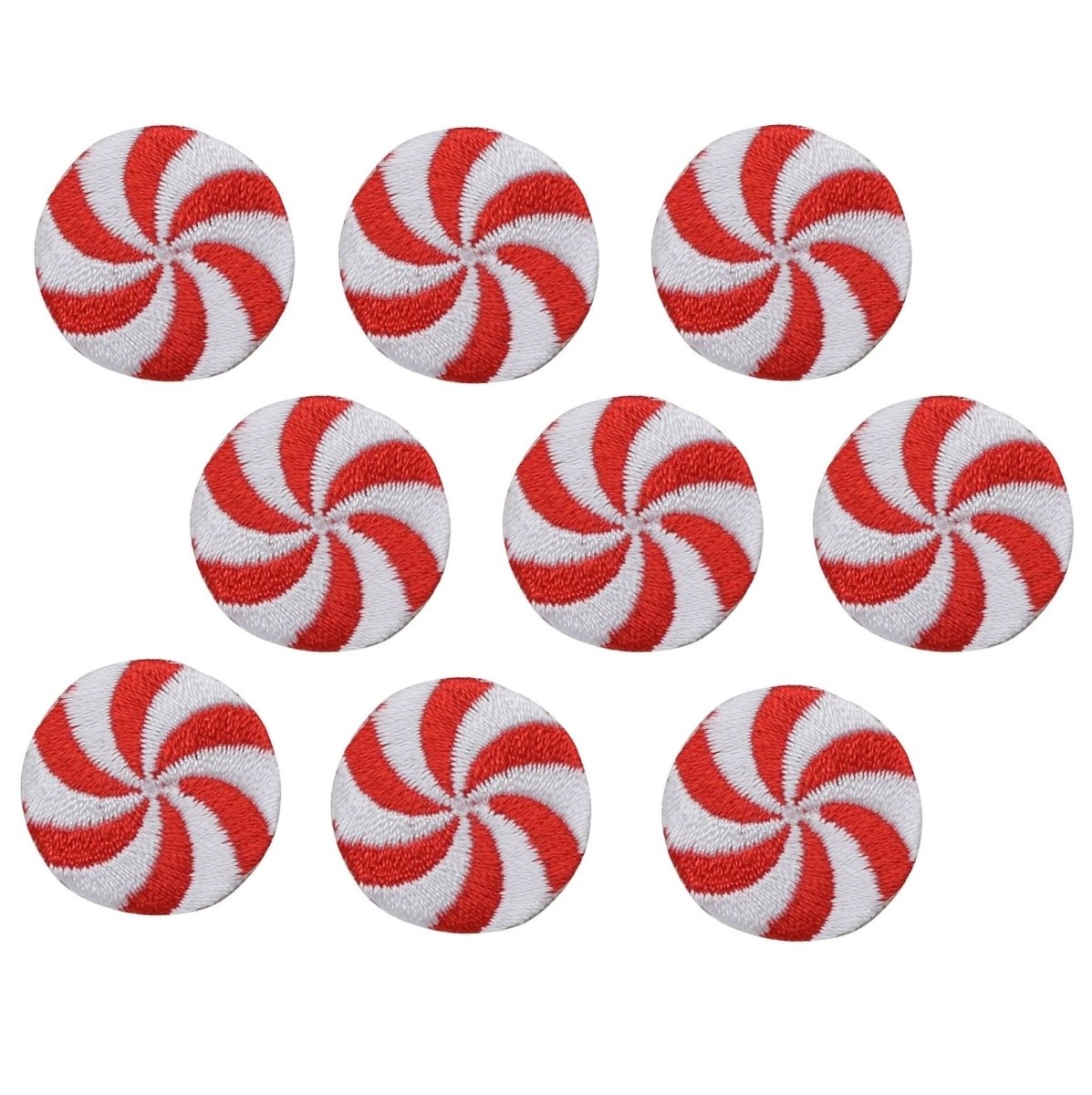 Red Mini Peppermint Candy Embroidered Patch — 1" (Variant 2) — 9-Pack — Iron On