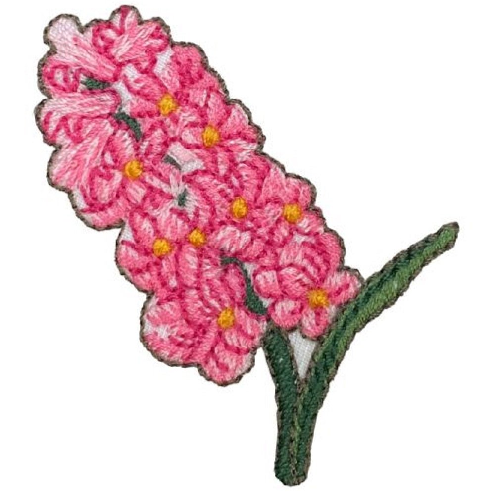 Pink Hyacinth Embroidered Patch — Iron On 2"