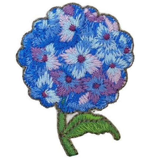 Hydrangea Embroidered Patch — Iron On 1.75"