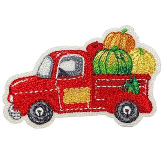 Red Truck Embroidered Patch — Iron On 2-1/8"