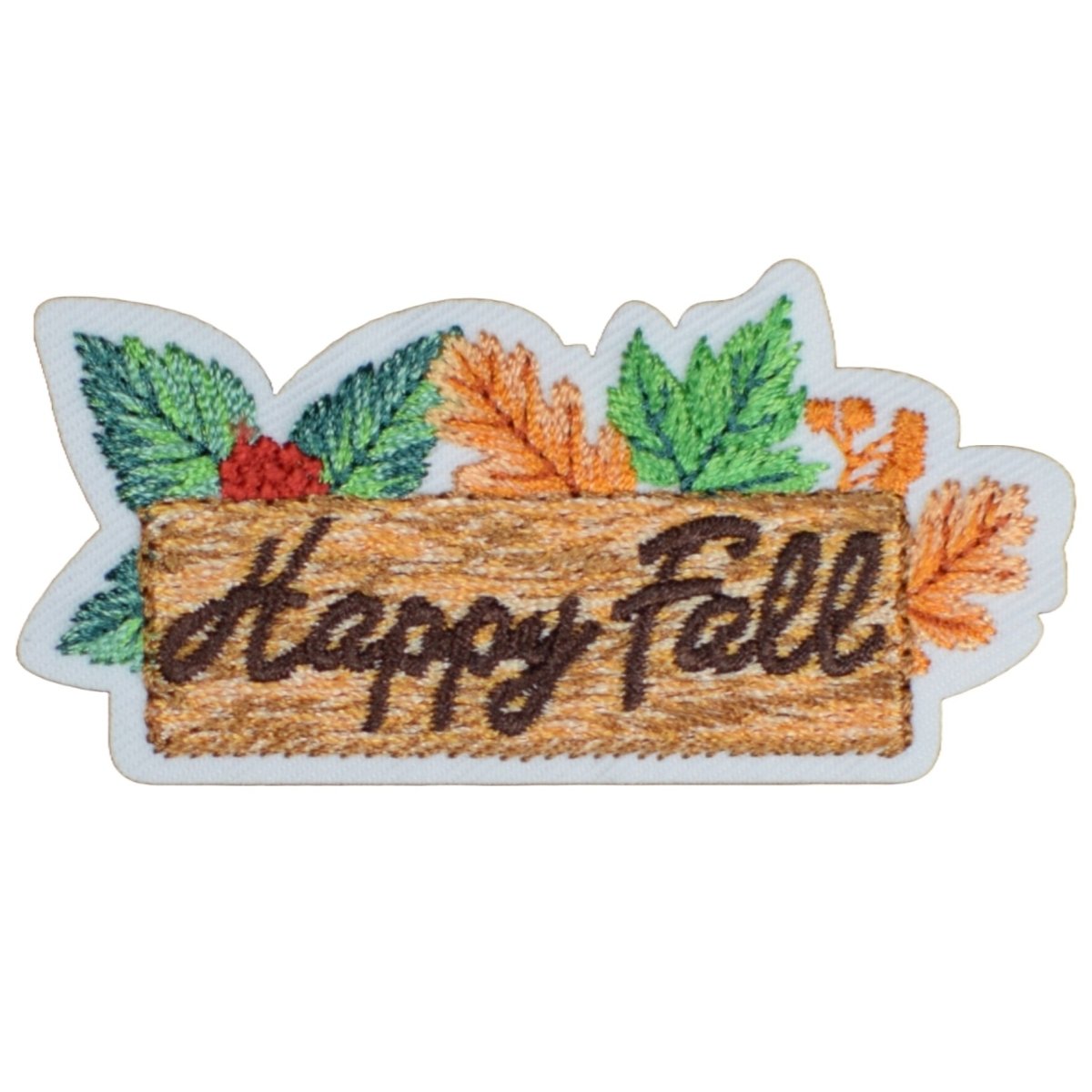 Happy Fall Autumn Embroidered Patch — Iron On 2-3/8"