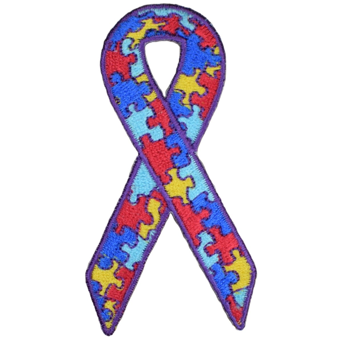 Autism Awareness Ribbon Embroidered Patch — Iron On 3"