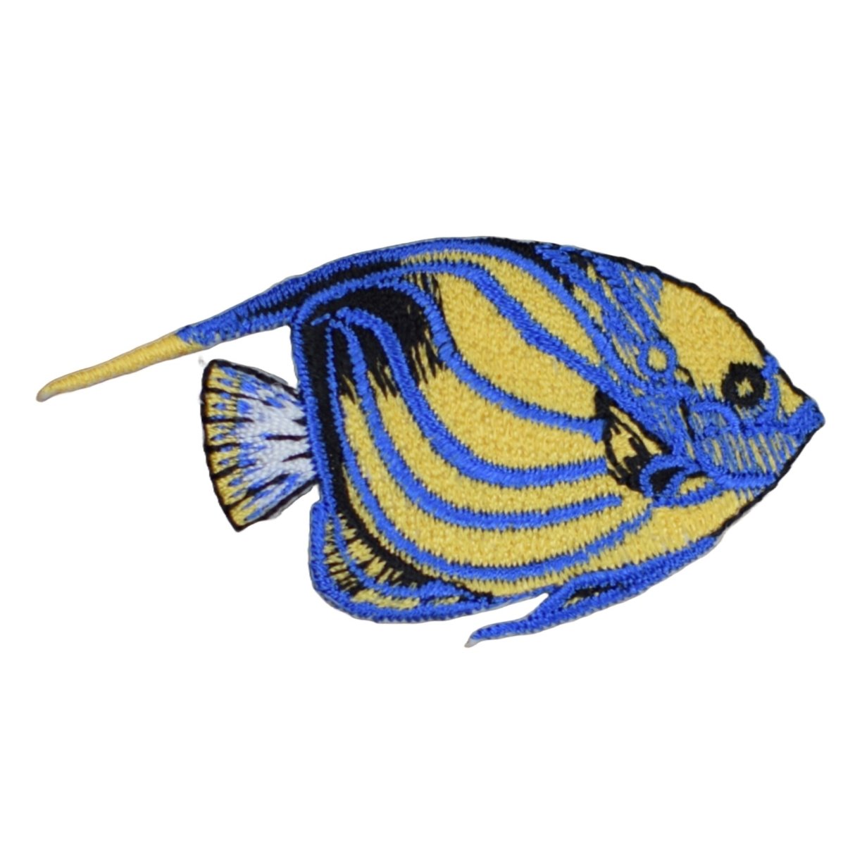 Blue-Ring Angelfish Embroidered Patch — Iron On 2.5"