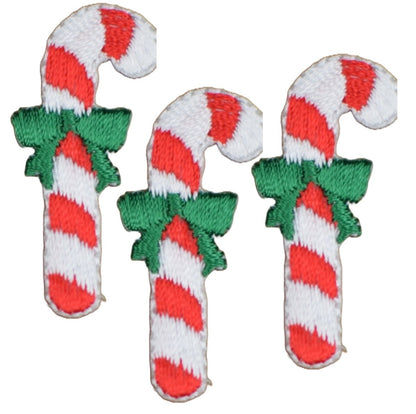 Candy Cane Embroidered Patch, 1.5" — 3-Pack — Iron On