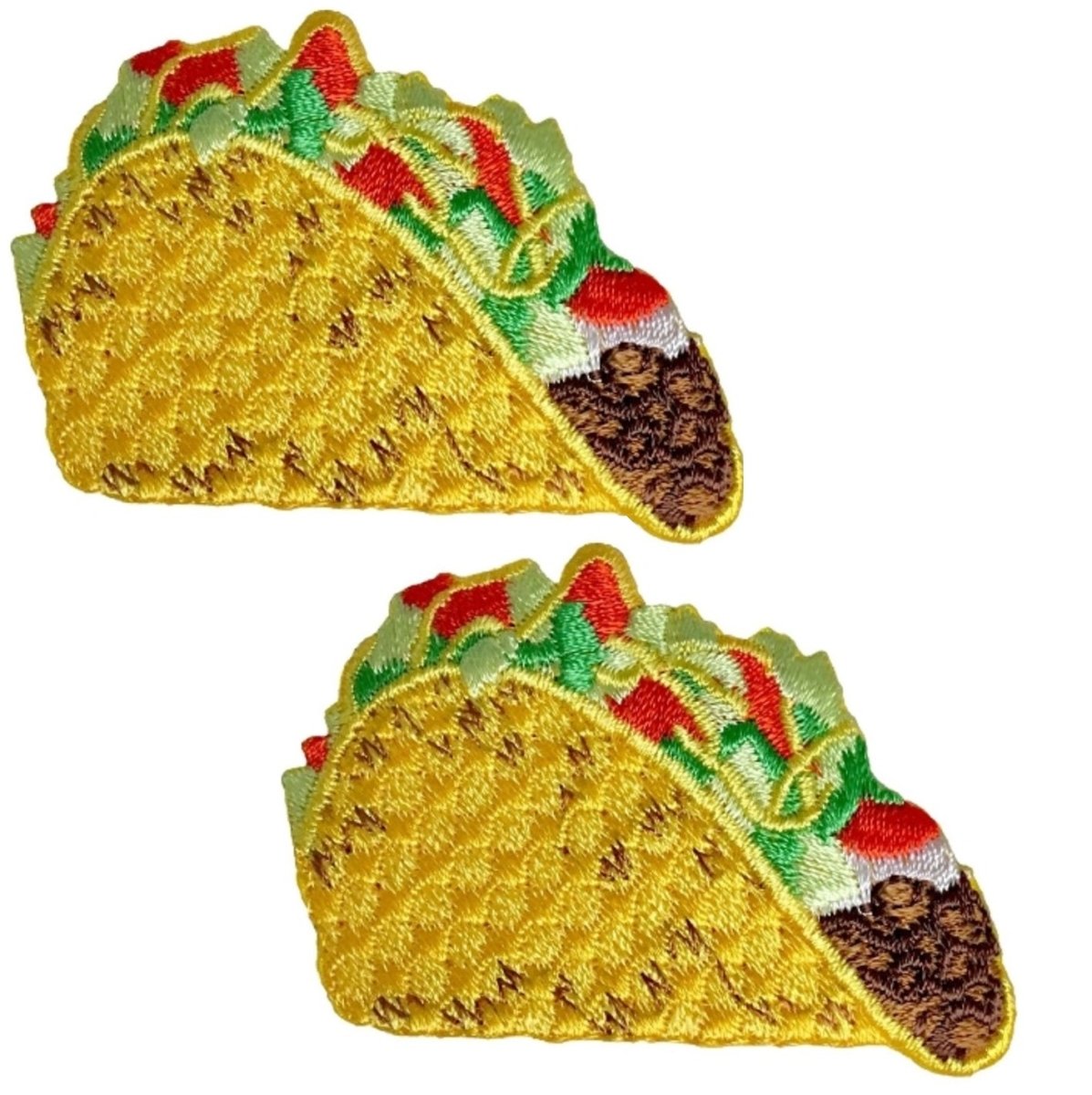 Taco Embroidered Patch — 2-pack — Iron On 2-1/8"