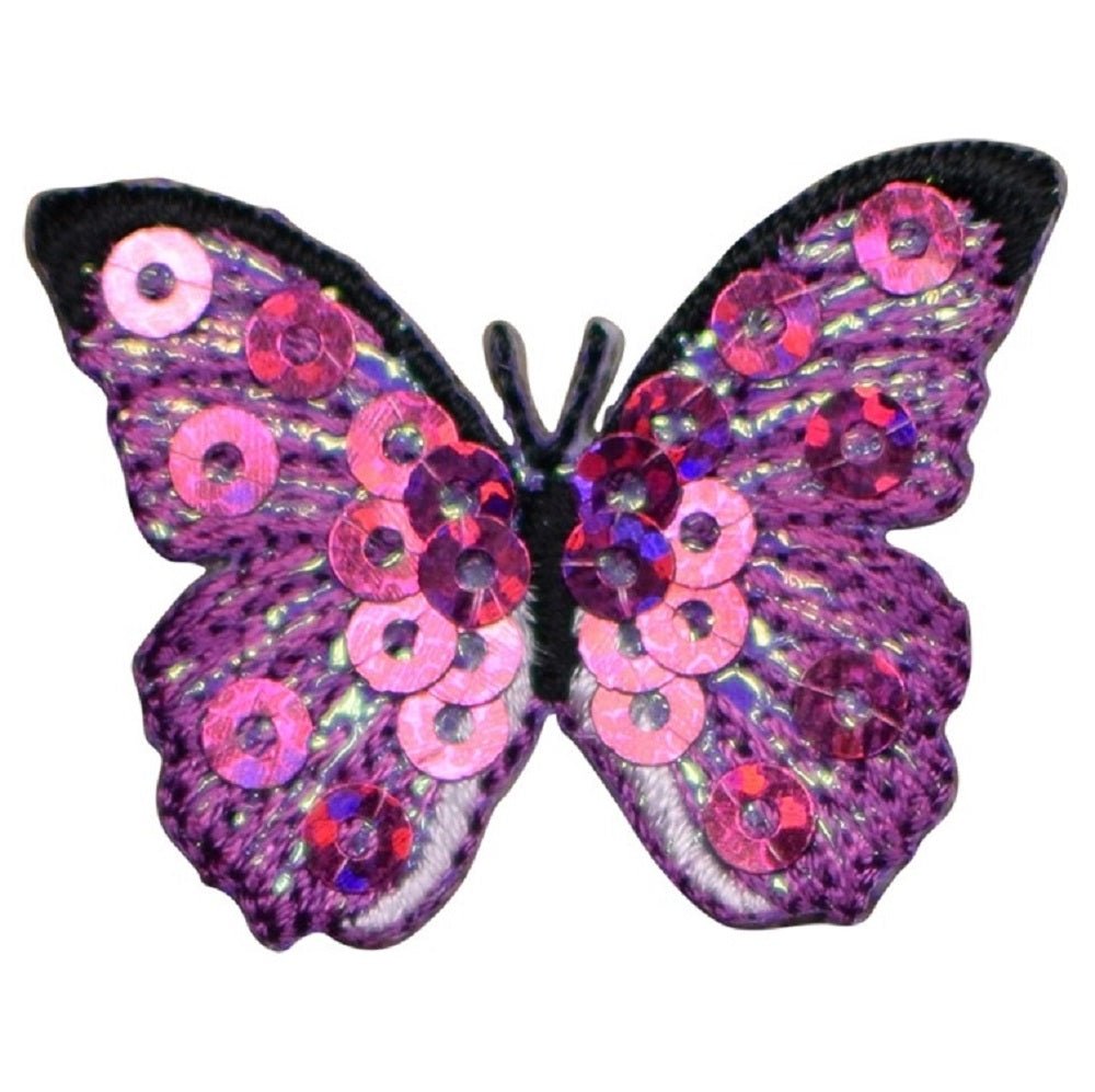 Mini Fuchsia Butterfly Embroidered Patch — Iron On 1.5"