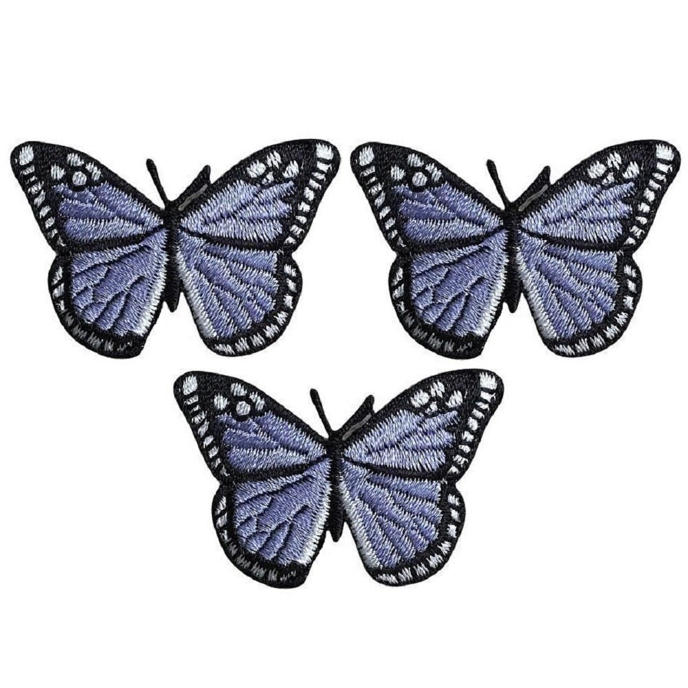 Lilac Butterfly Embroidered Patch — 3-Pack — Iron On 2"