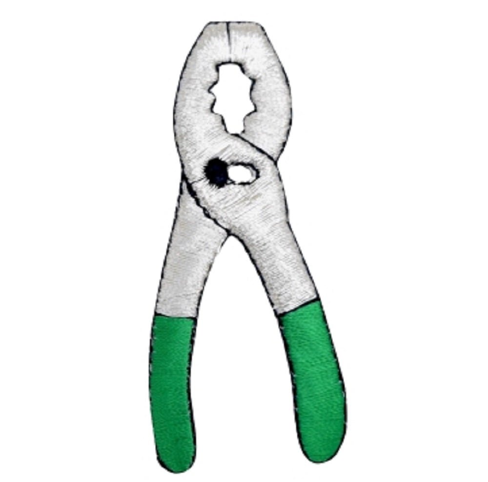 Pliers Embroidered Patch — Green 2.75" — Iron On