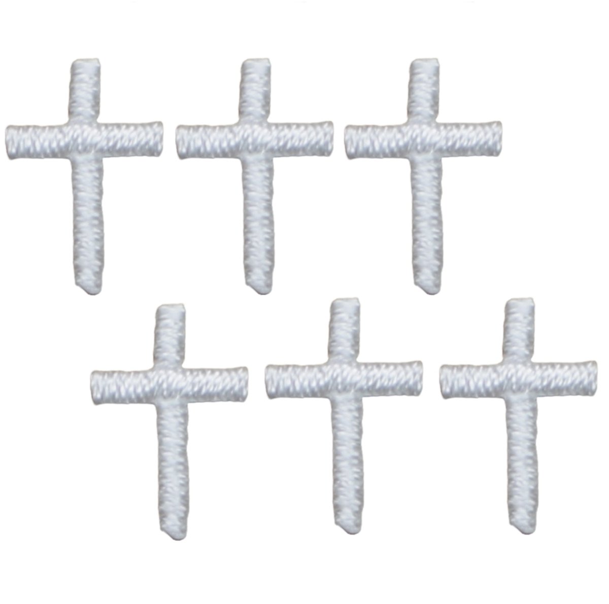 Mini White Cross Embroidered Patch - (6-Pack) 1/2"