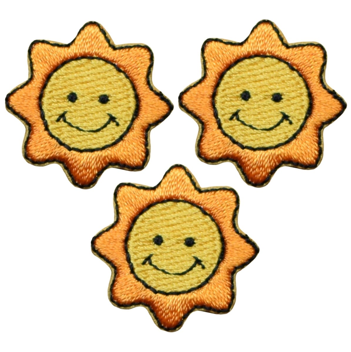 Mini Sun Embroidered Patch — 3-Pack — Iron On 7/8"