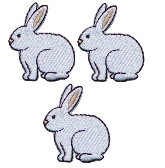 Mini Bunny Rabbit Embroidered Patch — 3-Pack — Iron On 1"