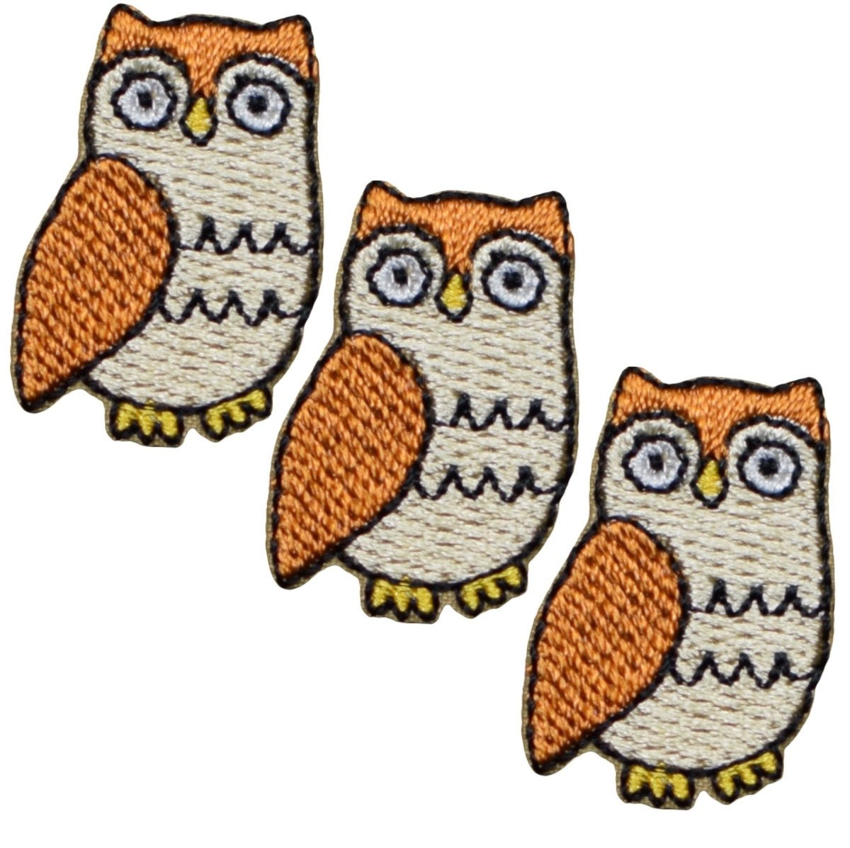 Mini Owl Embroidered Patch — 3-Pack — Iron On 1"