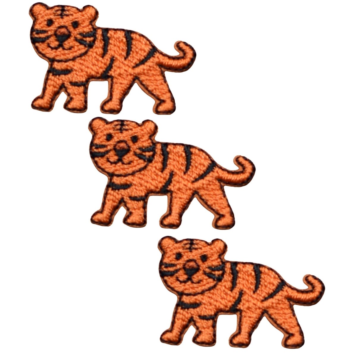 Mini Tiger Embroidered Patch — 3-Pack — Iron On 1-1/8"