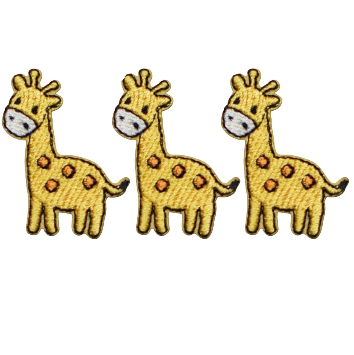Mini Giraffe Embroidered Patch — 3-Pack — Iron On 1-1/8"