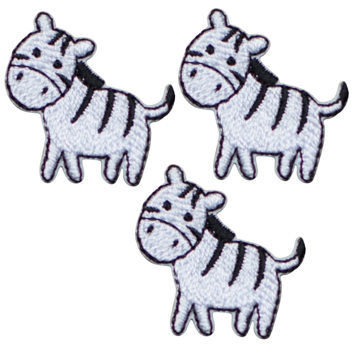 Mini Zebra Embroidered Patch — 3-Pack — Iron On 1"