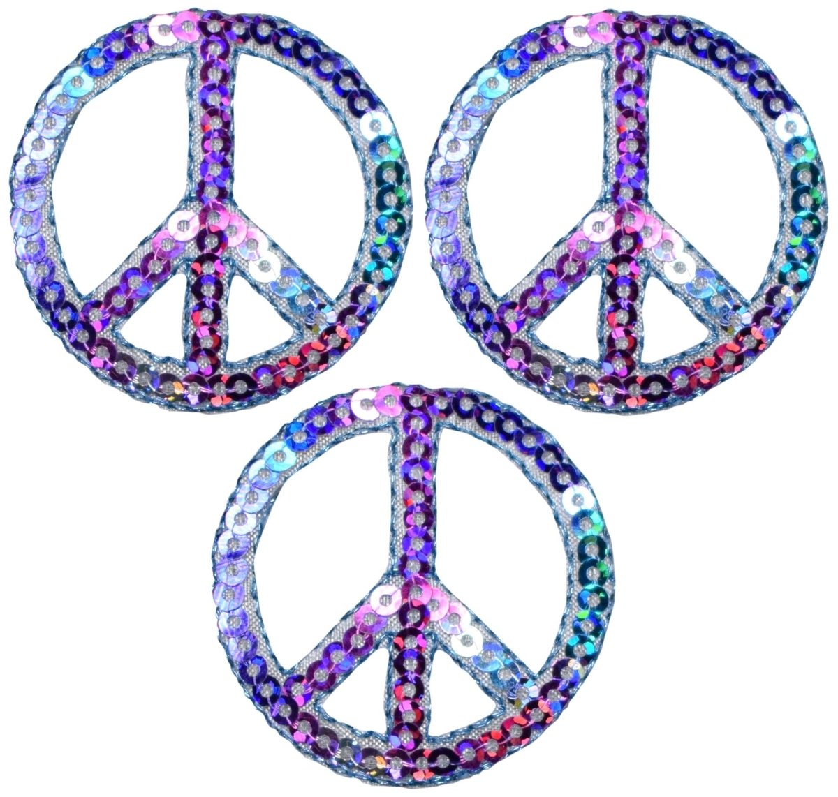 Multicolor Peace Sign Embroidered Patch — 3-Pack — Iron On 1.5"