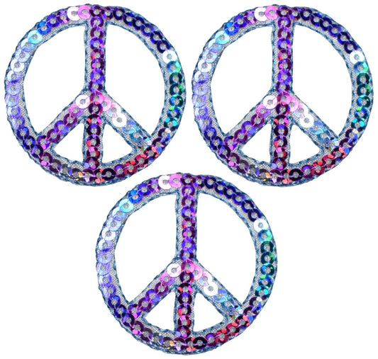 Multicolor Peace Sign Embroidered Patch — 3-Pack — Iron On 1.5"