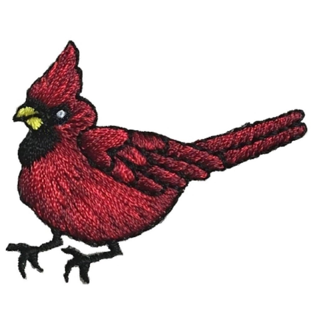 Cardinal Embroidered Patch — Red Male, Bird Badge 1-7/8" — Iron On