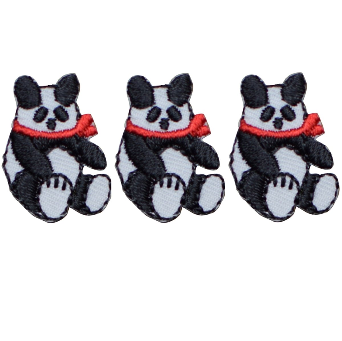 Mini Panda Embroidered Patch — 3-Pack — Iron On 1"