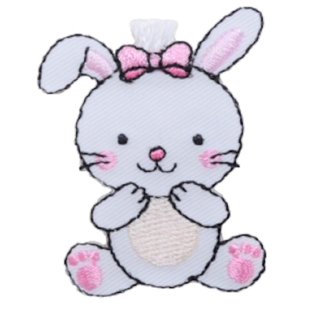 White Rabbit Embroidered Patch — Iron On 1.75"