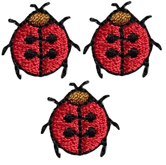 Mini Ladybug Embroidered Patch — 3-Pack — Insect, Bug Badge 5/8" — Iron On