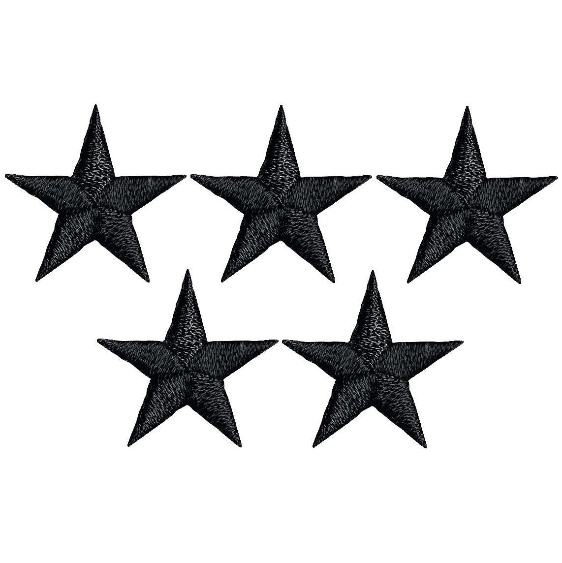 Black Star Embroidered Patch Set - 5-Pack, 7/8" - Iron On - view 1