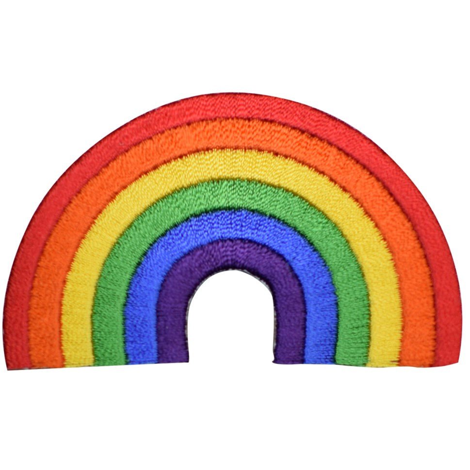 Rainbow Embroidered Patch — 6-Color — Iron On 2-5/8"