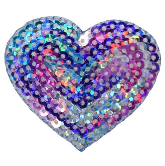 Sequin Heart Applique Patch — Iron On 1.75"