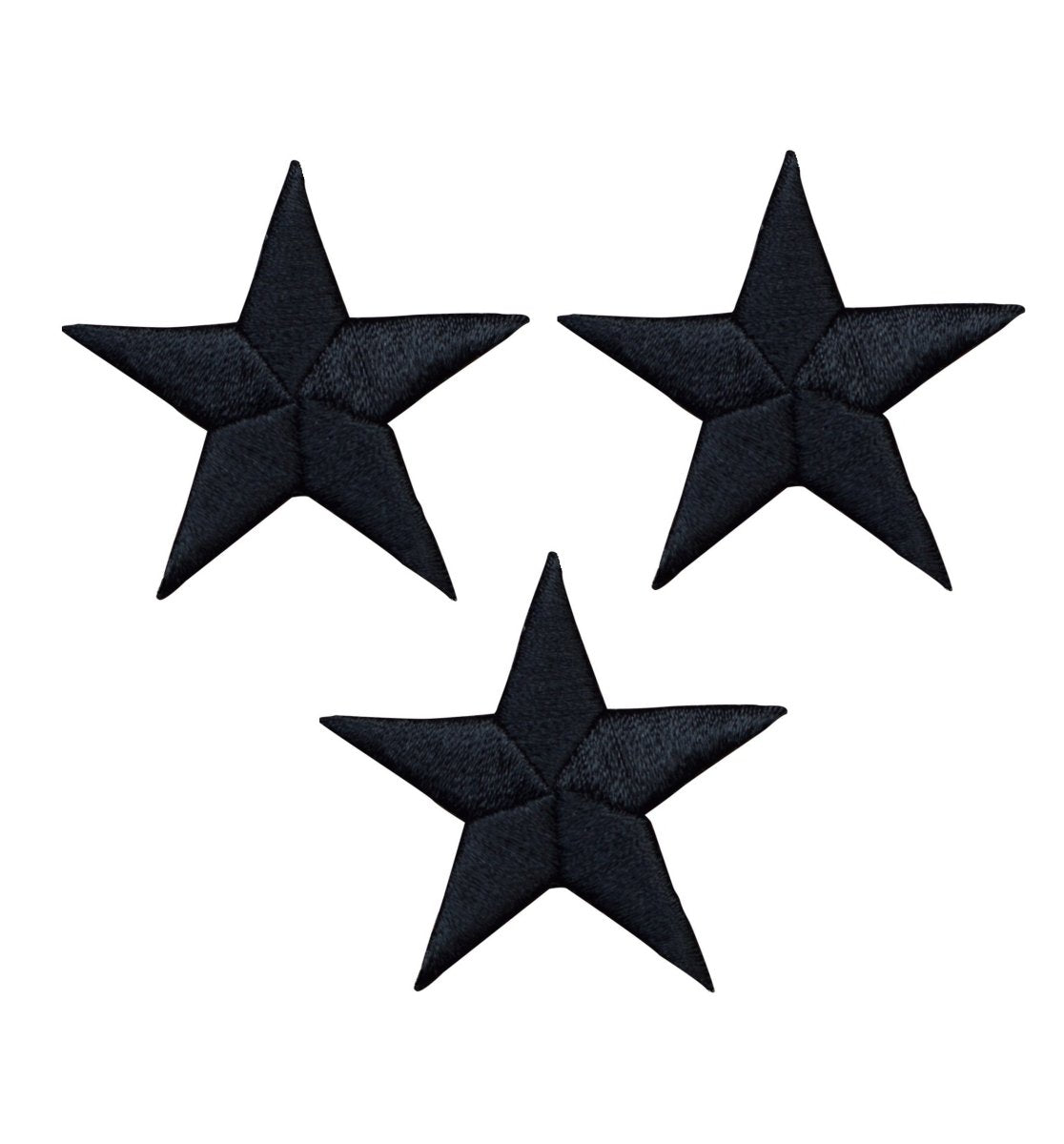 Black Star Embroidered Patch, 2.25"— 3-Pack — Iron On
