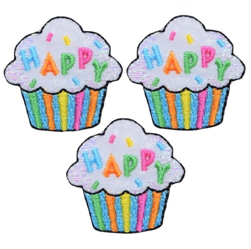 Cupcake Embroidered Patch — Sprinkles, Birthday Cake 1.25" — Iron On