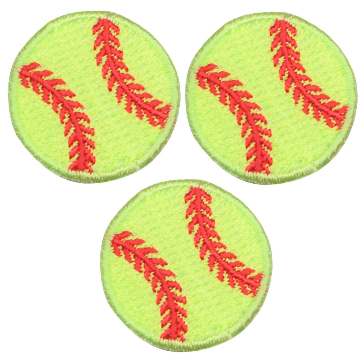 Mini Softball Embroidered Patch — 3-Pack — Iron On 1"