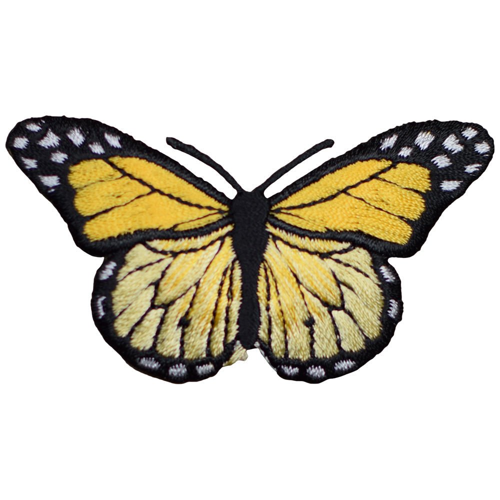 Yellow Butterfly Embroidered Patch — Iron On 2-7/8"
