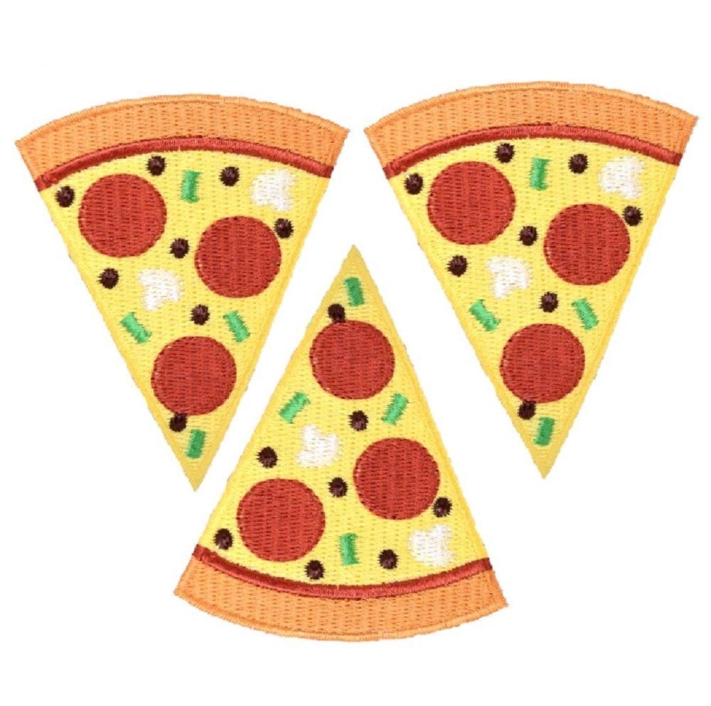 Pizza Embroidered Patch — 3-Pack — Iron On 3"
