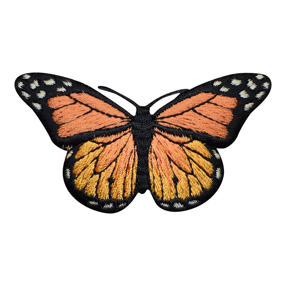 Orange Butterfly Embroidered Patch — Iron On 2-7/8"