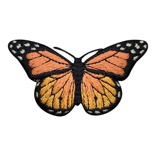 Orange Butterfly Embroidered Patch — Iron On 2-7/8"
