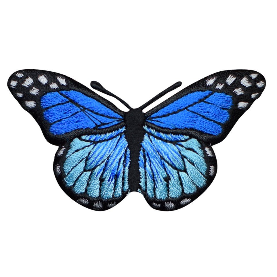 Blue Butterfly Embroidered Patch — Insect, Bug Badge 2-7/8" — Iron On