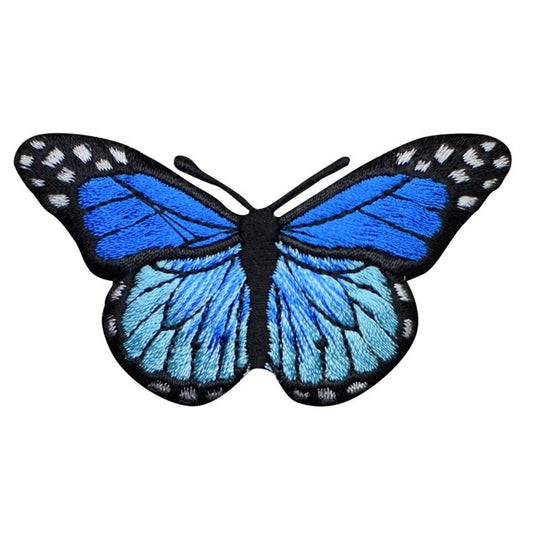 Blue Butterfly Embroidered Patch — Insect, Bug Badge 2-7/8" — Iron On