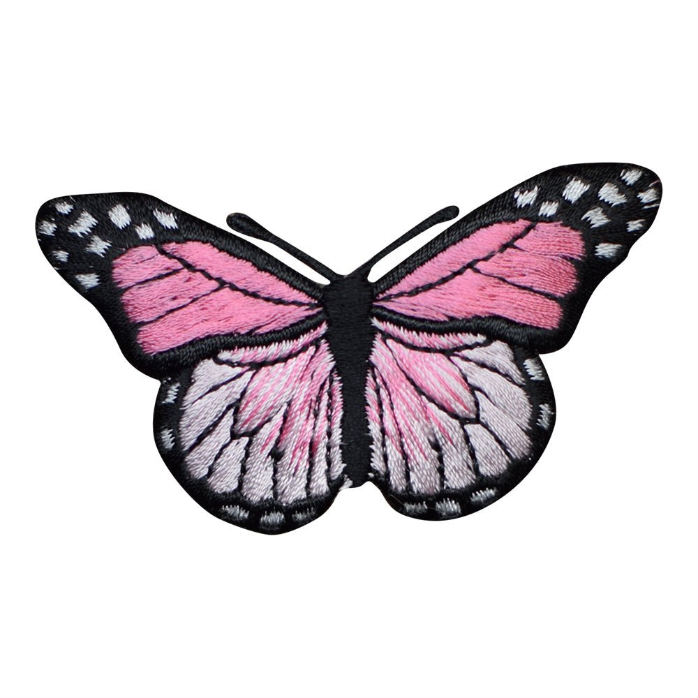 Pink Butterfly Embroidered Patch — Insect, Bug Badge 2-7/8" — Iron On
