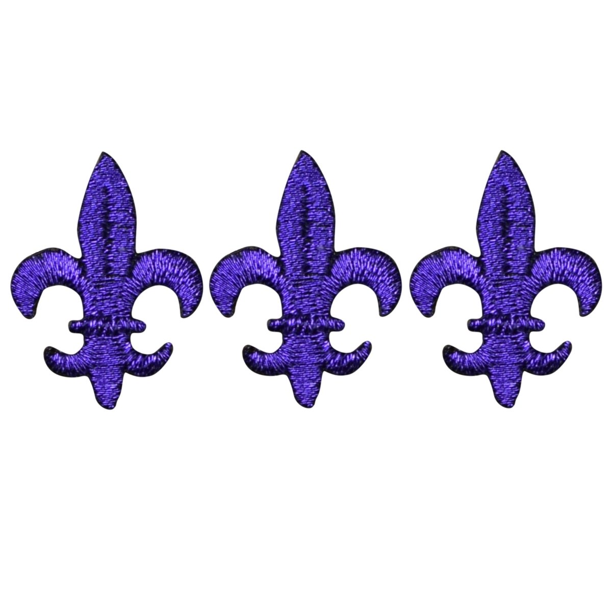Mini Fleur De Lis Embroidered Patch — 3-Pack — Purple Cross Saints 1-1/8" — Iron On