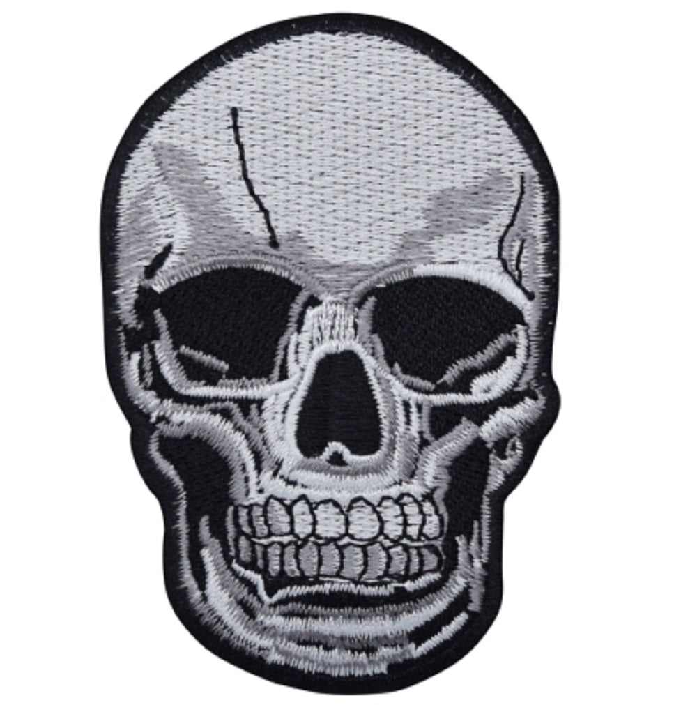 Large Human Skull Embroidered Patch — Iron On 4"