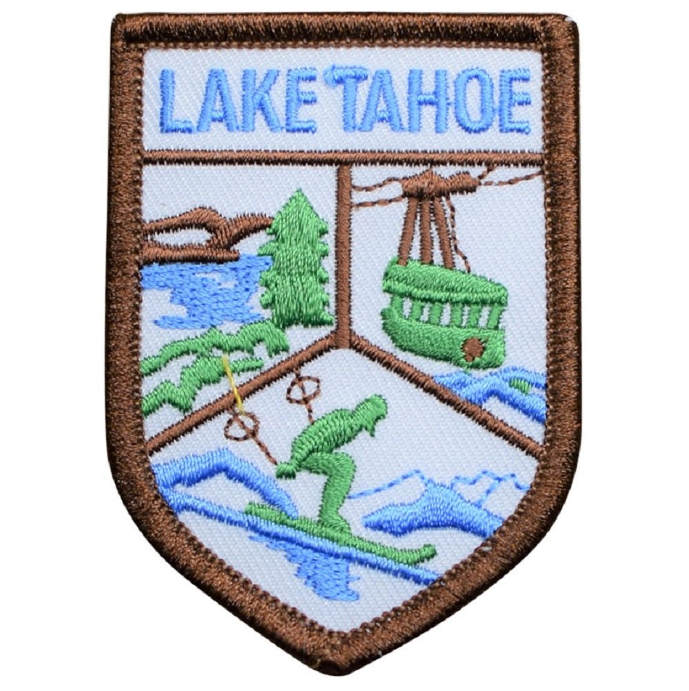Lake Tahoe Embroidered Patch — California, Nevada, Ski Lift, Snow, Resorts 2-5/8" — Iron On