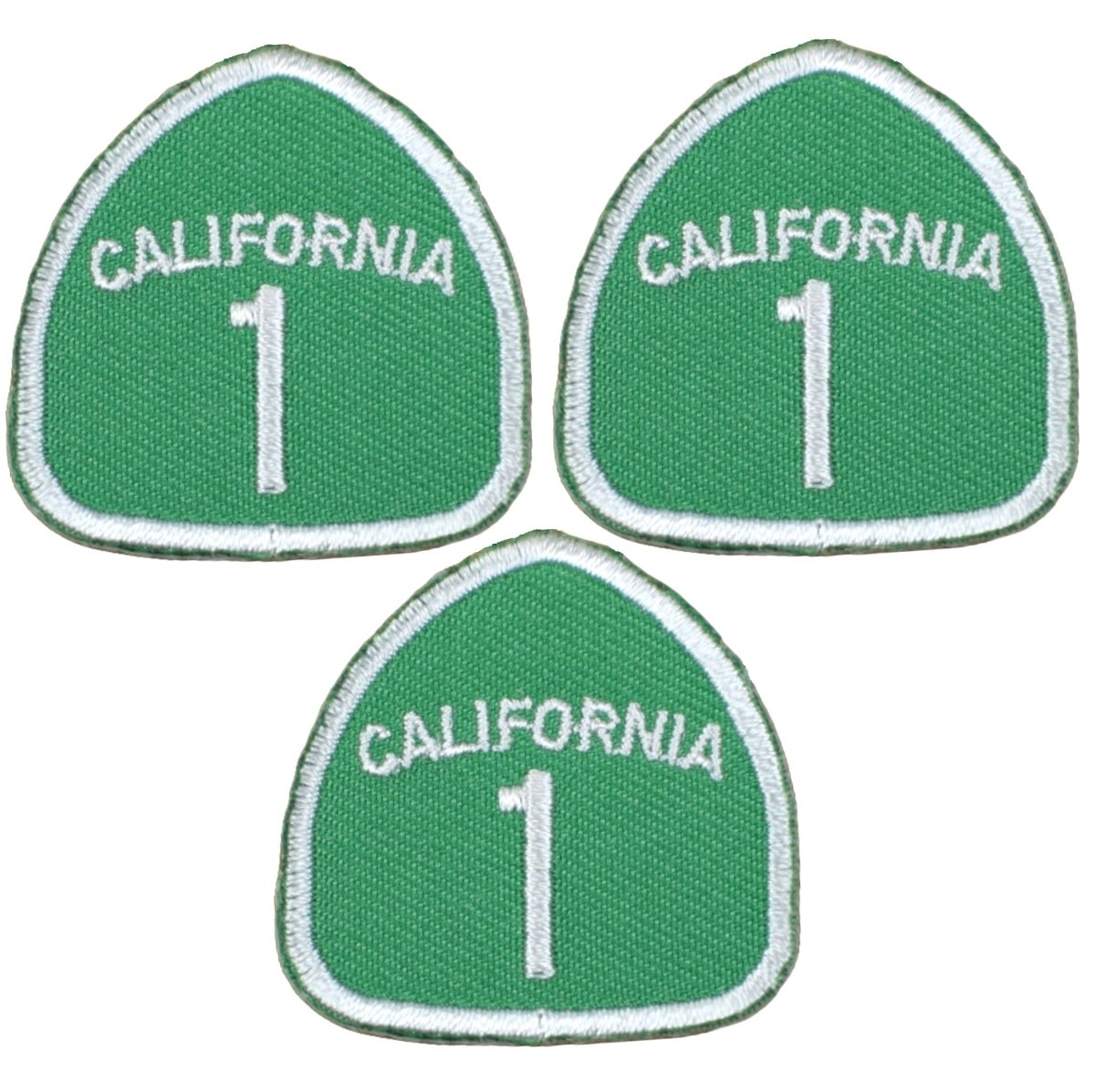 Mini Highway One California Embroidered Patch — 3-Pack — Iron On 1-3/8"